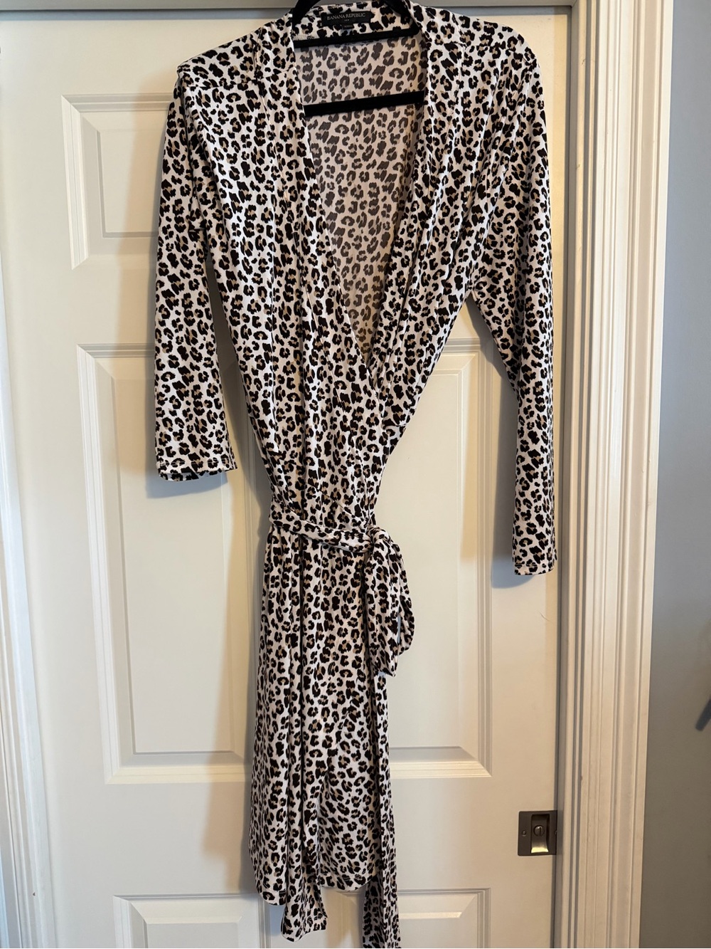 Banana Republic Leopard Print Wrap Dress in White and Black